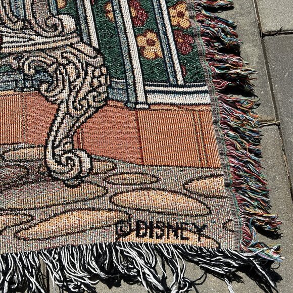 Walt Disney World Mickey & Minnie Mouse Blanket Tapestry Woven Throw EUC 60"x50" - Picture 8 of 16